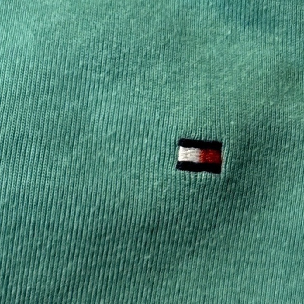 Tommy Hilfiger Womens Green V-Neck Short Sleeve Flag Logo T-Shirt Large - Picture 4 of 4